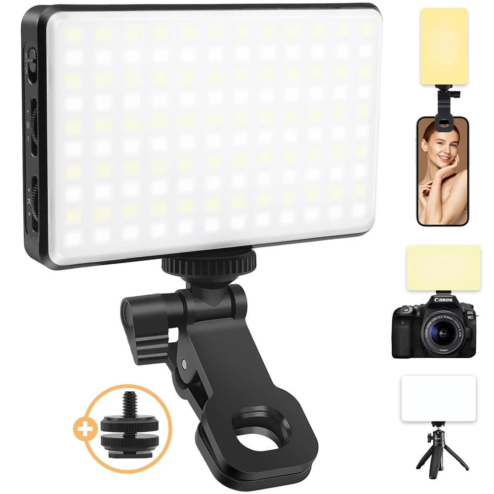 LED Selfie Light 120 LED 3000Mah Rechargeable Phone Light Clip 3 Light Modes Ring Light for Phone iPad Camera Laptop Selfie