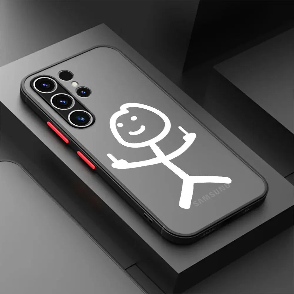 Cute Funny Matchman Phone Case For Samsung S23 S22 Ulrta 5G S21 FE S20 Plus S10e Soft Silicone Edge Cover Matte PC Capas Fashion
