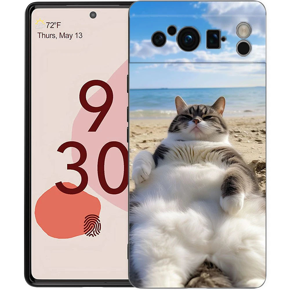 Summer Beach Scene at Sunset on sea Palm Tree Phone Case For Google Pixel 9 8 7 6 Pro XL 8A 7A 6A TPU Shell Shockproof Cover