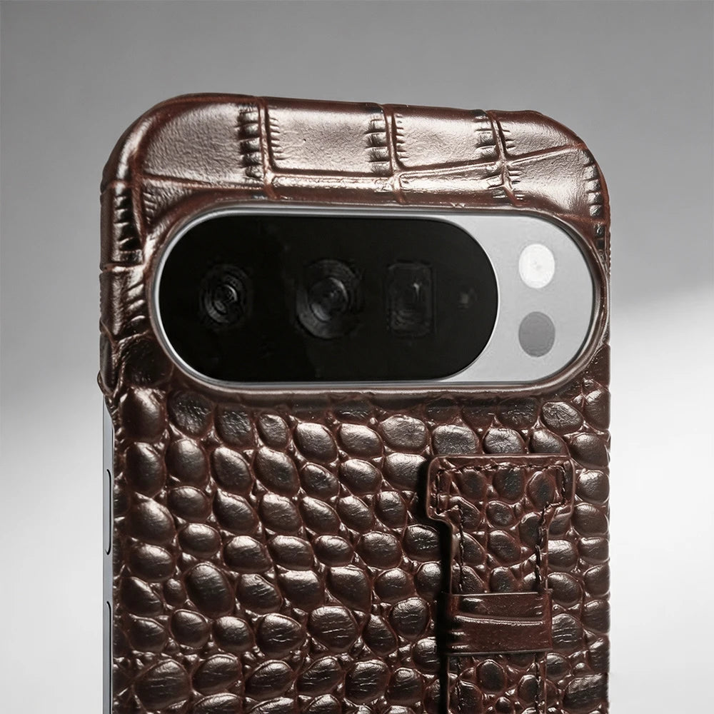 With Wrist Strap Crocodile Genuine Leather Case For Google Pixel 10 Pro 10A 9A 9Pro XL 8A 8 7A 7 6A 6 Pro 5A 5 Back Cover Cases