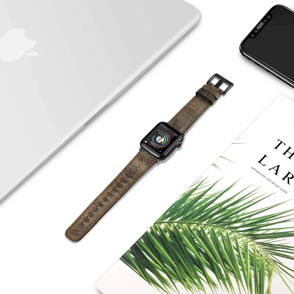 Leather Strap for Apple watch band 45mm /41mm 40mm 44mm 42mm 38 belt Retro bracelet iWatch series 5 4 3 SE 6 7 8 9 ultra 2 49mm