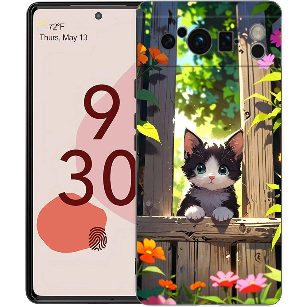 For Google Pixel 10 Pro Phone Case Pixel 9 Pro XL TPU Case Pixel 8 Pro 9A 8A 7A 7 6A 6 Pro Soft Cover Cute Cartoon Cat