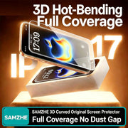 SAMZHE 3D Hot-bending Screen Protector for iPhone 17 Pro Max 16 Pro HD Full Coverage Corning Tempered Glass Film for iPhone 17
