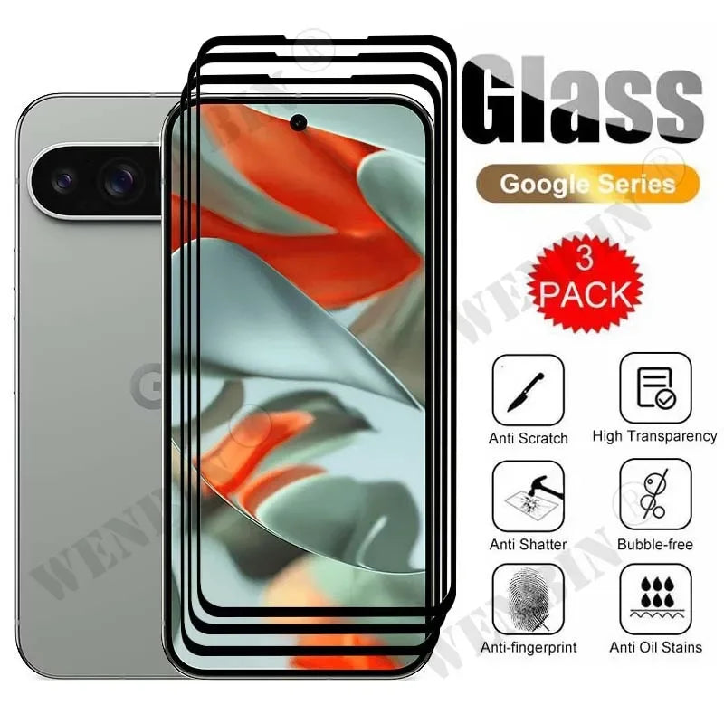 3 Pcs Tempered Glass For Google Pixel 11 10 9 Pro XL 8 7 6 Pro 7A 6A 5A 4A 3 XL Curved Full Cover Screen Protector