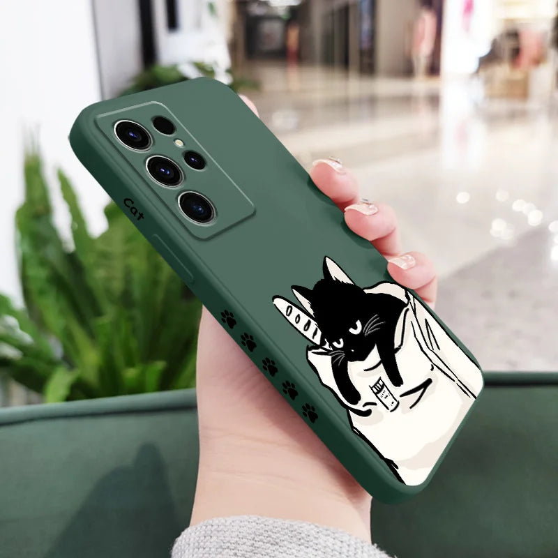 Bread Cat Phone Case For Samsung Galaxy S25 S24 S23 S22 S21 S20 S10 S10E Ultra Plus FE Note 20 Ultra 10 9 Plus Cover