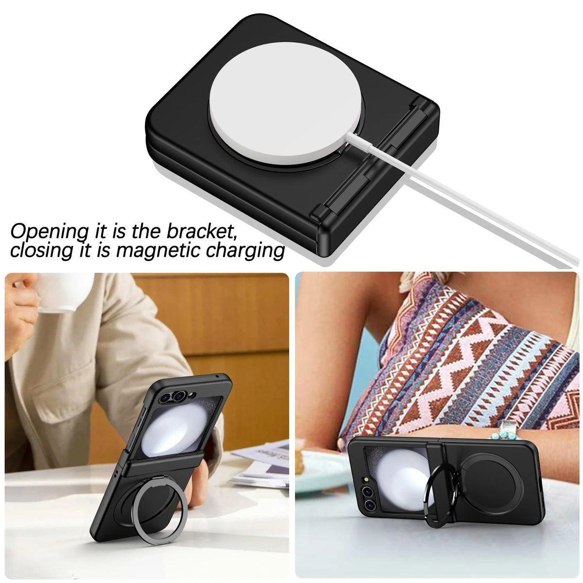 Solid Color Magnetic for Magsafe Hard Phone Case for Samsung Galaxy Z Flip 8 7 6 5 Shockproof Armor Protective Cover