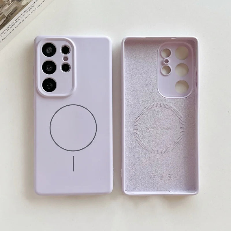 Original Magnetic Liquid Silicone Case For Samsung Galaxy S26 S25 S24 S23 S22 Ultra Plus For Magsafe Wireless Charge Soft Cover