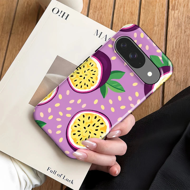 Fcicicase Acrylic Phone Case For Google Pixel 9 10 Pro XL 8 9 10 Pro 7A 8A 10A Matte Passion Fruit Pattern Shockproof Cover
