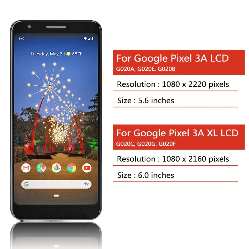 New for Google Pixel 3a LCD G020A G020E G020B Display Touch Digitizer Screen for Google Pixel 3A XL G020C G020G G020F Display
