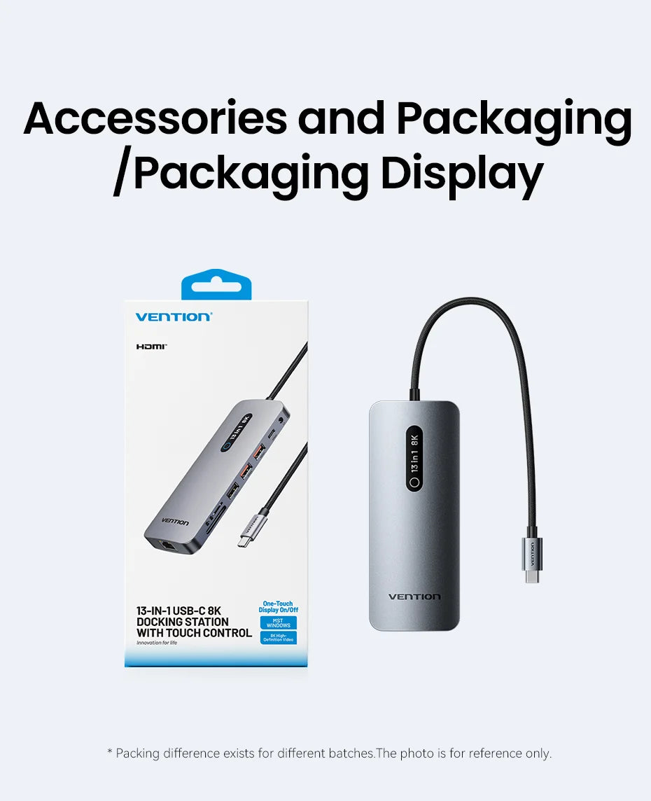 Vention 13 in 1 USB C Docking Station 8K DP Triple Display Dual 4K HDMI USB 3.2 HUB One Touch Screen Off for MacBook Pro Windows