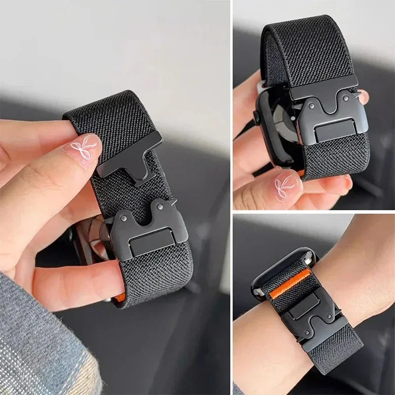 Elastic Nylon Strap for Apple Watch band Ultra 2 49mm 46-42-45mm 41-44mm parachute buckle Bracelet IWatch Series 10 9 8 7 6 SE