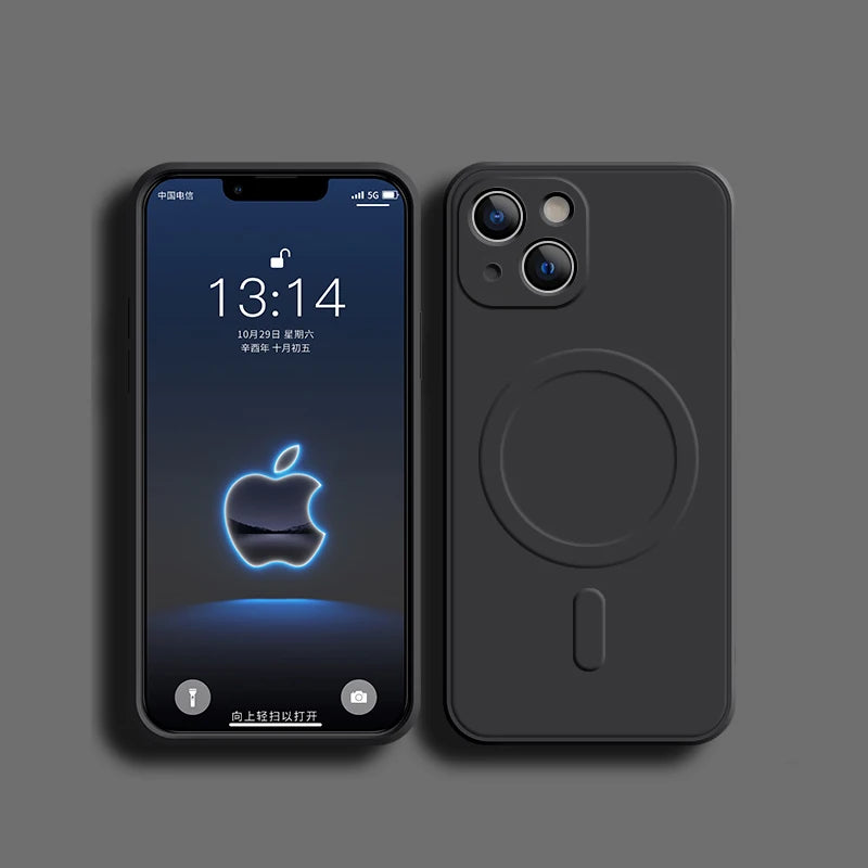 For Magsafe Magnetic Wireless Charge Case For iPhone 14 13 12 11 15 Pro Max Mini XR X S 7 8 Plus Soft Liquid Silicone Back Cover
