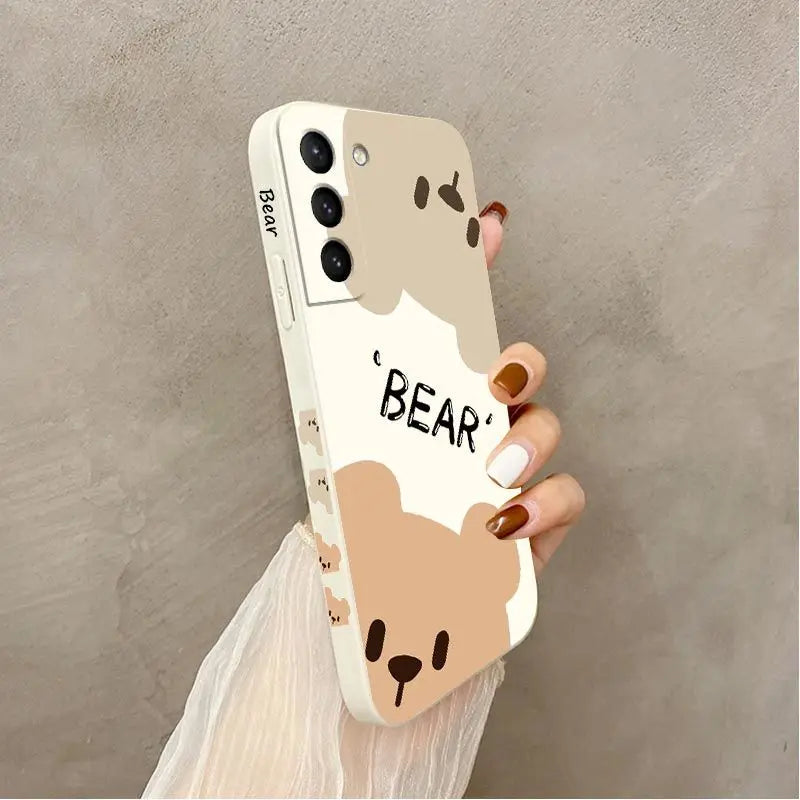 Bear Detective Silicone Phone Case For Samsung Galaxy S23 S22 S21 S10 S9 S8 Plus Note 20 ultra 10 Plus Cover