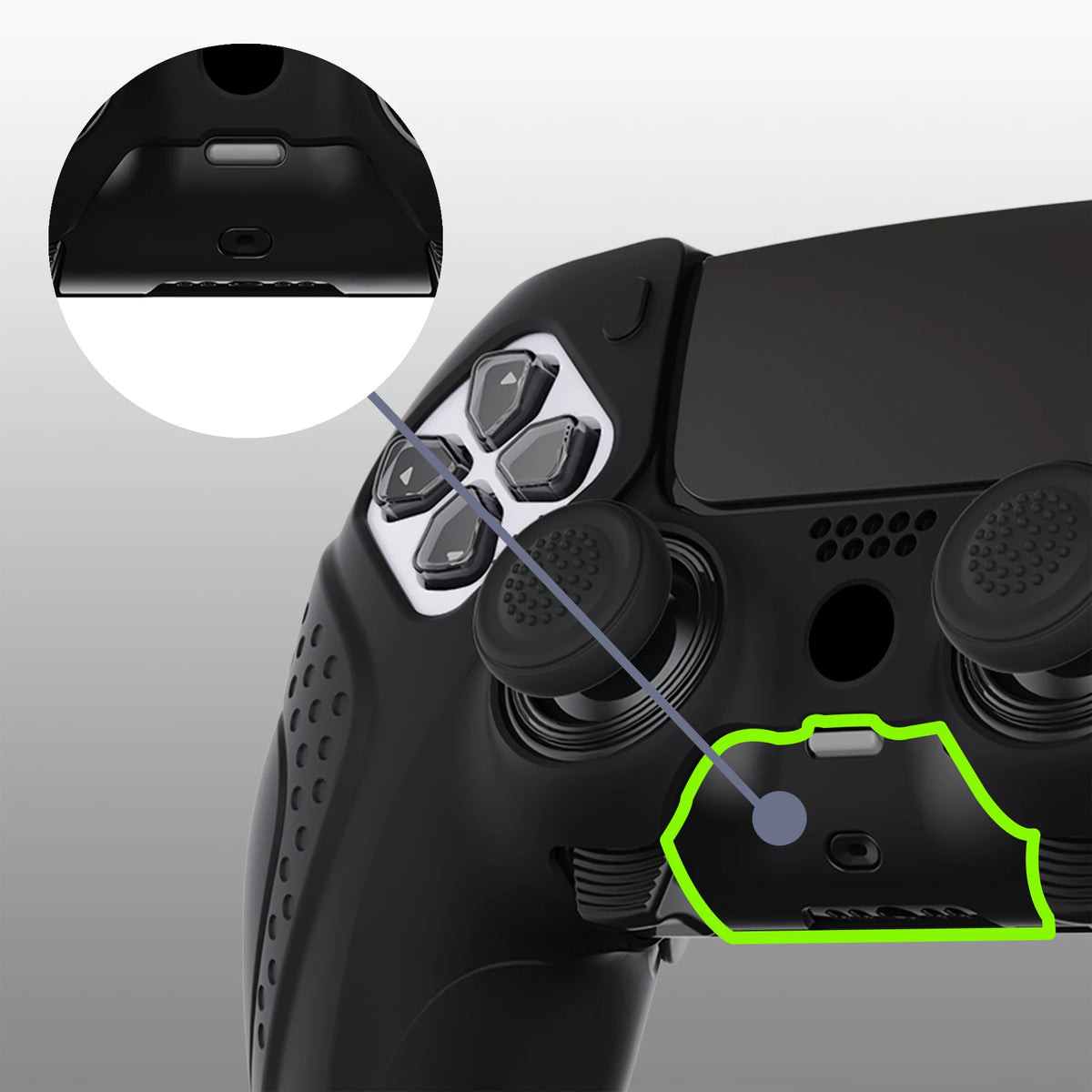PlayVital Anti-Slip Silicone Cover for PS5 Edge Controller, Rubber Protector Case with Thumb Grip Caps - Guardian Edition Series