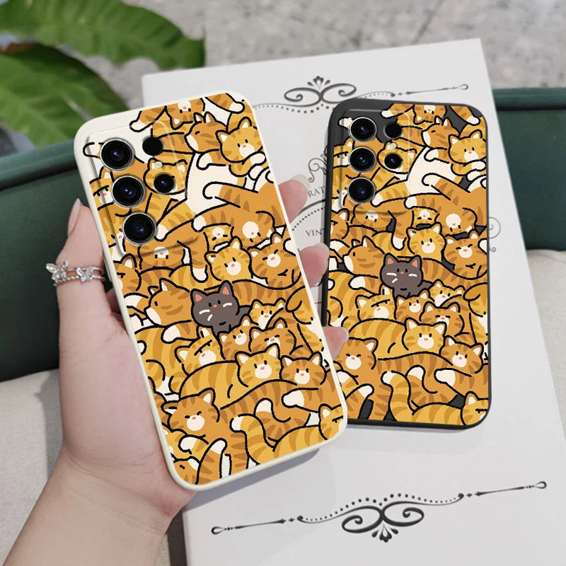 Orange Cats Phone Case For Samsung Galaxy S25 S24 S23 S22 S21 S20 S10 Ultra Plus FE Note 20 Ultra 10 Plus Cover