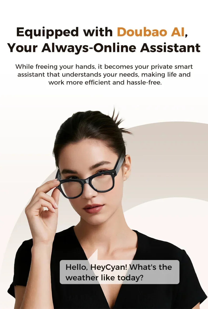 MOGCO Smart AI Glasses, 8MP Camera, Real-time Translation, 3600mAh Charging Case, 43.6g Ultra Lightweight Portable Eyeglasses