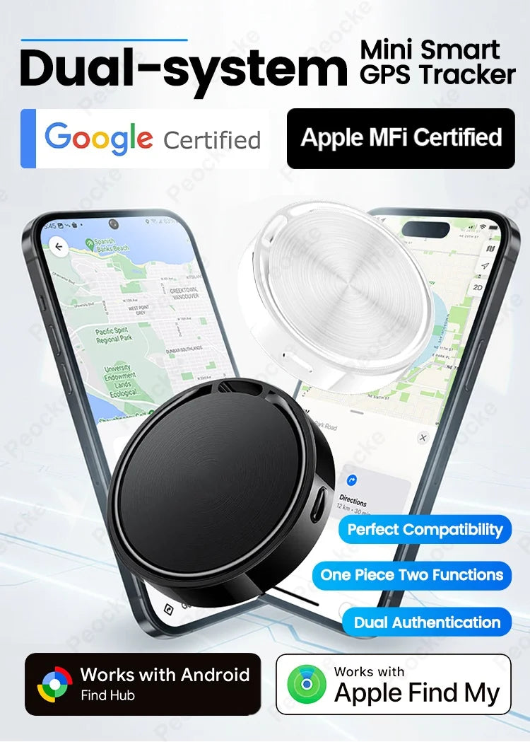 Smart Tag Wallet Tracker Card Dual System Anti-Lost GPS Tracker Item Finder Compatible With Google Find Hub & Apple Find My
