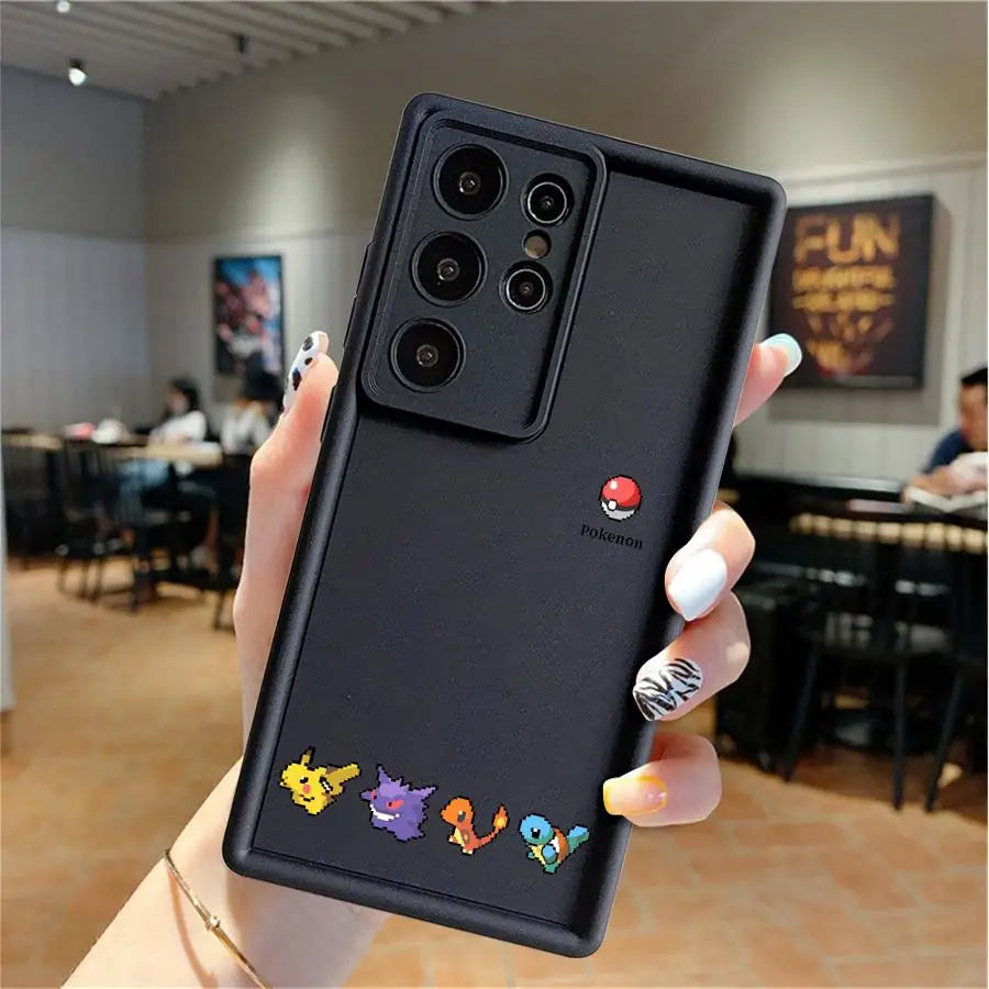 Cute Pixel P-Pokemons Case for Samsung Galaxy S26 Ultra S21 S25 S23 FE S24Ultra S24 Plus S25 Edge S22 S20FE Phone Cover