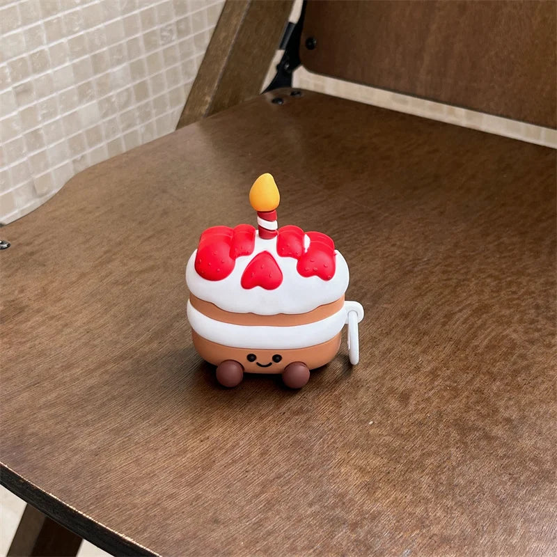 For AirPods Pro 3 2 Case Cartoon Silicone Cake Sytle Earphone Cover for AirPods 4 Case Protective Case for AirPods 1 2 3 funda