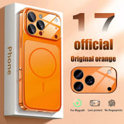 New luxury orange magnetic phone case for iPhone 17 16 15 13 14 Pro Max Matte PC wireless charging protection cover For MagSafe