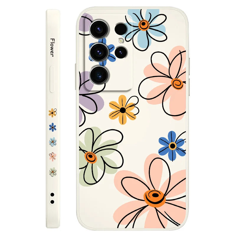 Hoop Flower Phone Case For Samsung Galaxy S25 S24 S23 S22 S21 S20 S10 S10E Ultra Plus FE Note 20 Ultra Plus Cover