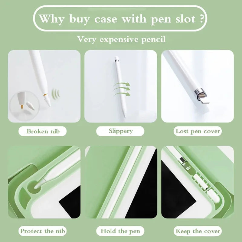 For iPad 10.2 9/8/7/6/ 10th Generation case Pro 11 2021 2018 9.7 10 5 Smart Cover with Pencil Holder Mini 4 2020 Air 5 10.9 2022
