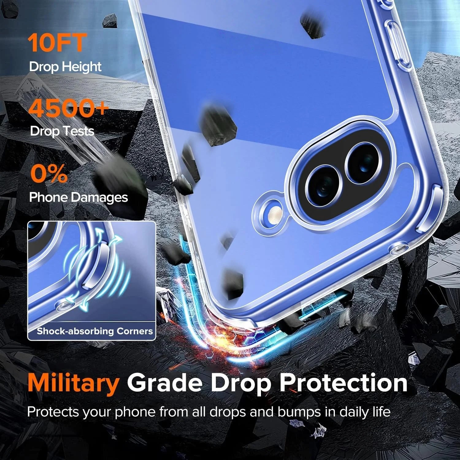 Transparent TPU Shockproof Protection Phone Case For Google Pixel 10A/9 Pro/9/8A/8 [1Case+2 Screen Protectors] - Clear