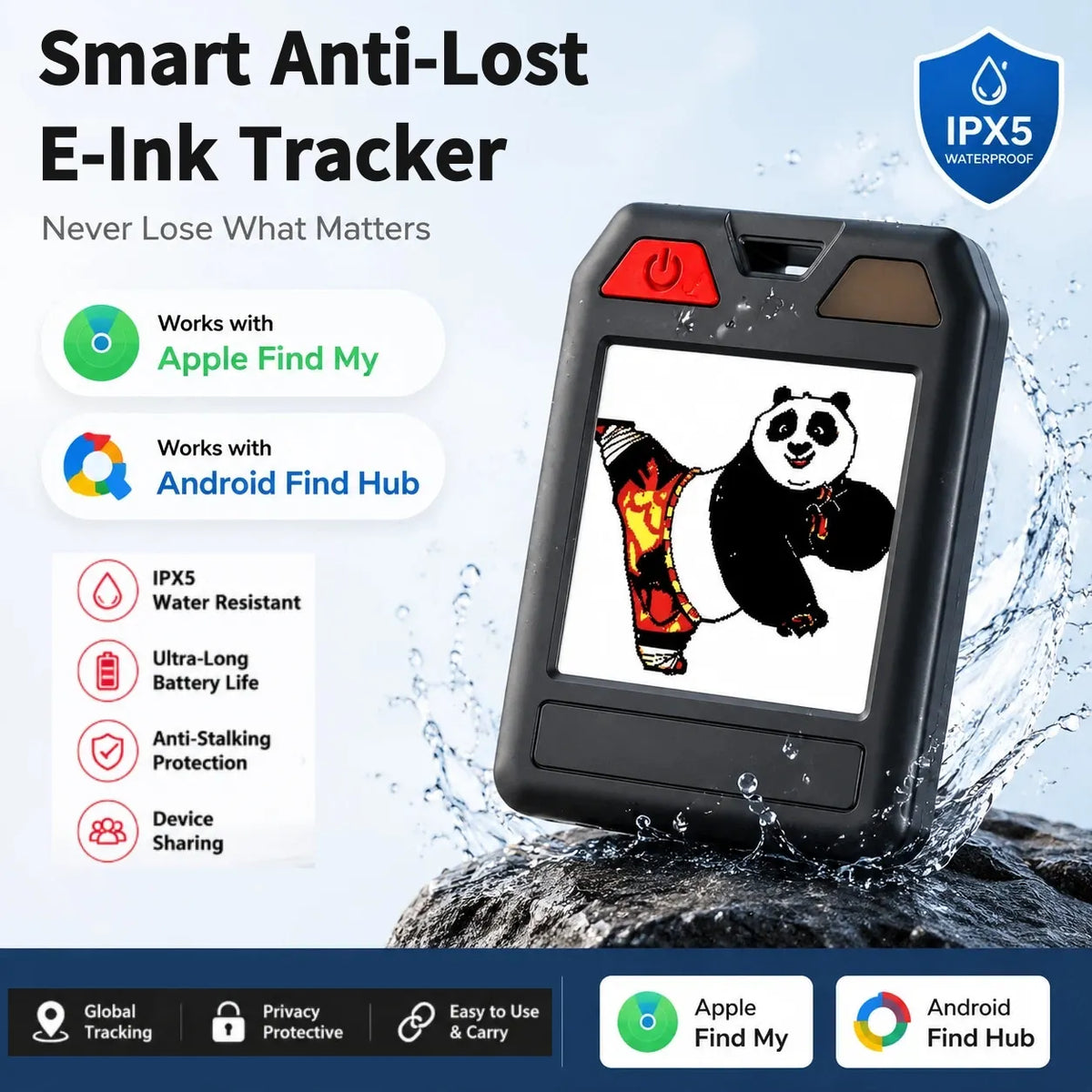 Original Color E-Ink Smart Keychain DIY Support Find My Find Hub Display Anti-Lost Locator Tracker