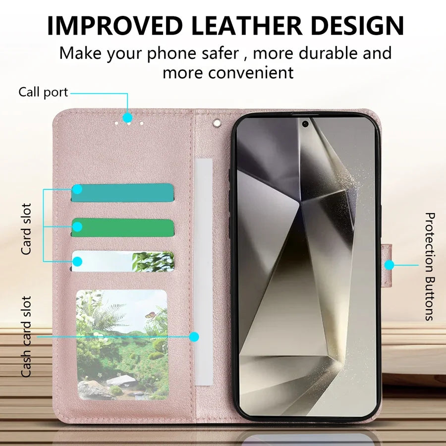 Wallet With Card Slot Magnetic Flip Leather Case For Samsung Galaxy S25 FE S24 Ultra S23 S22 S21 S20 FE S10 Plus S9 Card Bag