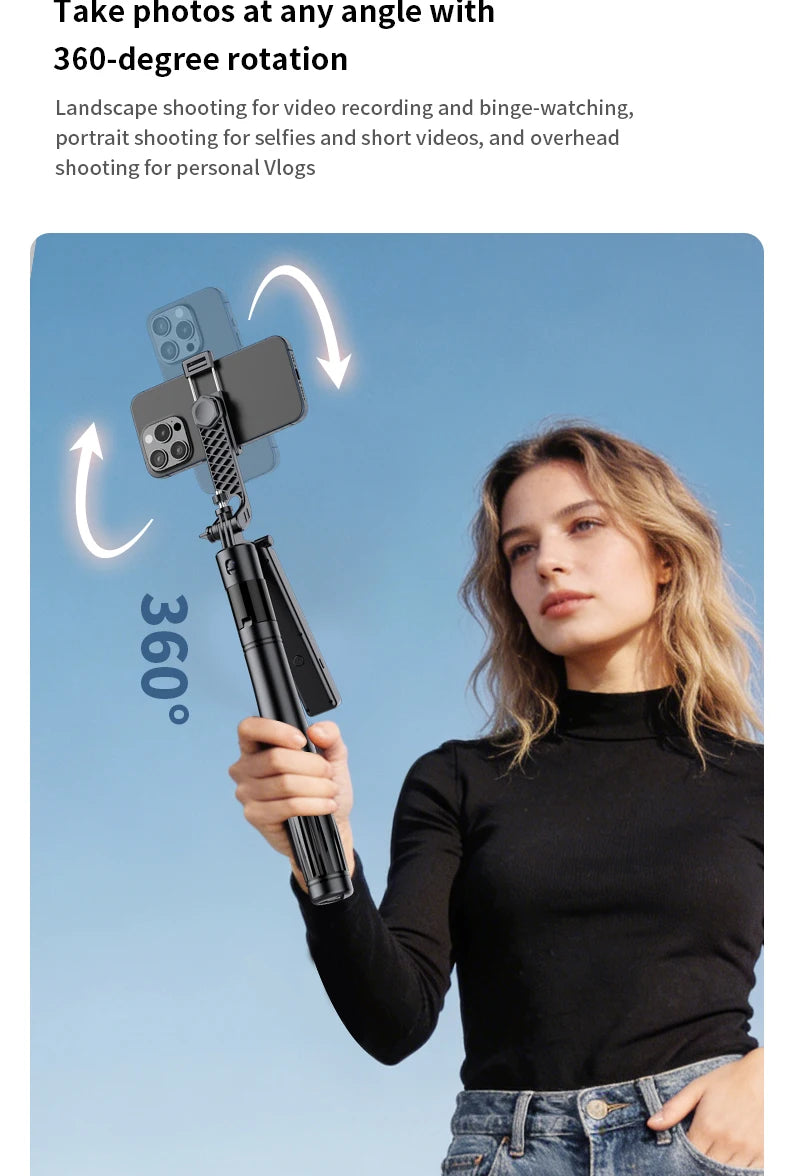FANGTUOSI 192cm Tripod for Smartphone 360°Auto-Rotation Shooting Selfie Stick Phone Stand AI Face Following, with Remote Control