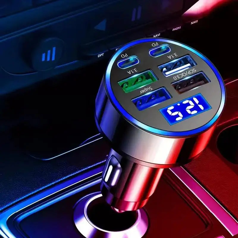 Fast Charging Car Phone Charger Adapter 4 Ports USB Car Charger Type C PD Quick Charge 3.0 Car Charger