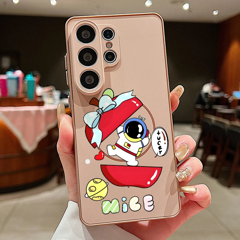 Magnetic Cute Astronaut Pattern Phone Case For Samsung Galaxy S26 S25 S24 S23 Ultra S25 FE A57 A56 A37 A17 A55 A26 A36 A35 Cover