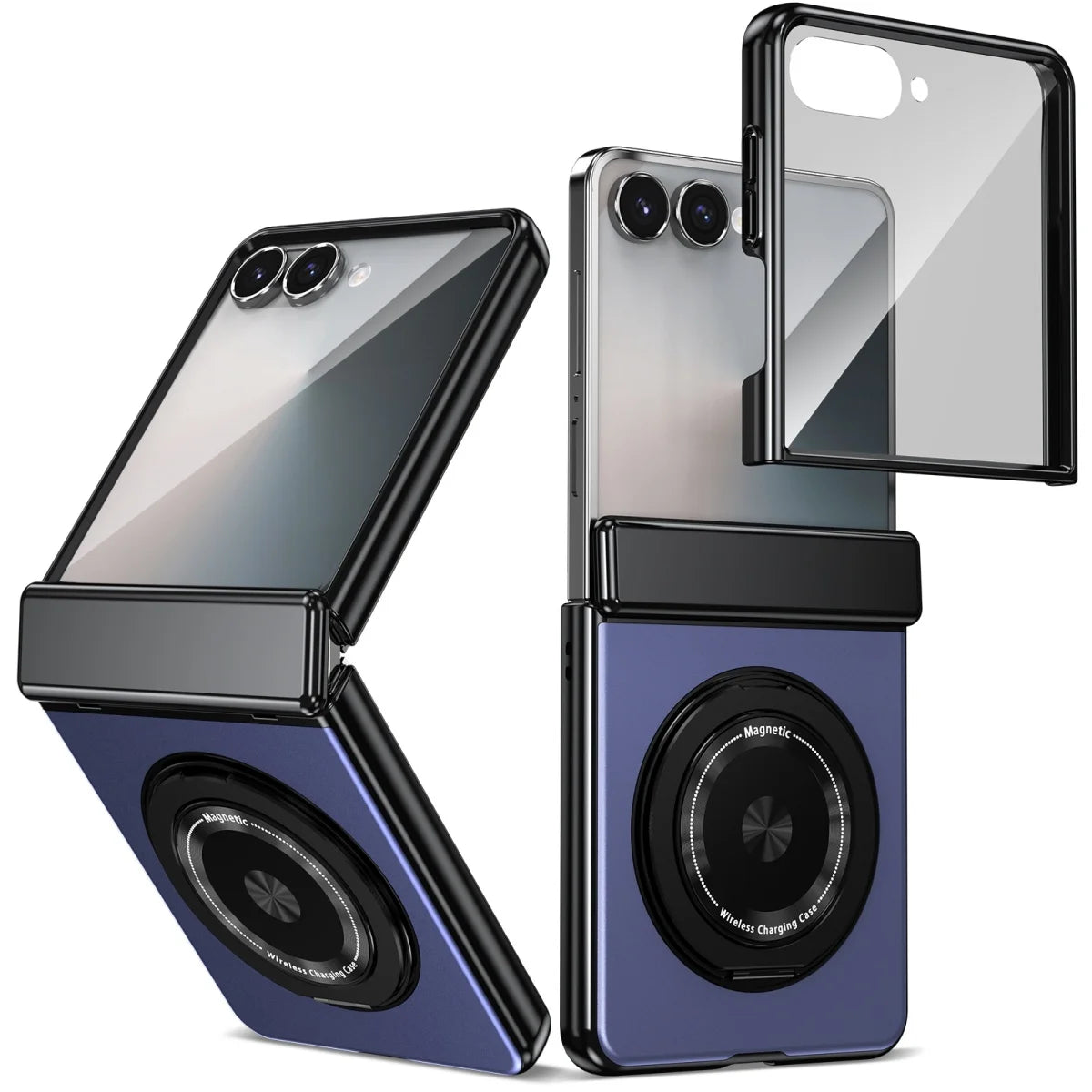 360° Rotating Ring Stand Magnetic Hinge Protective Phone Case for Samsung Galaxy Z Flip 8 7 FE 6 5 4 3 with Screen Film Cover