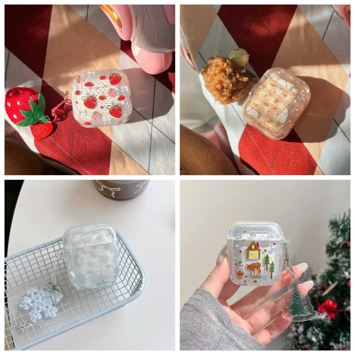 For Apple AirPods Pro3 2025 New Case AirPods 1 2 3 4 Pro2 Earbuds Cover Strawberry Cute Snowflake Winter Elk Protective Sleeve