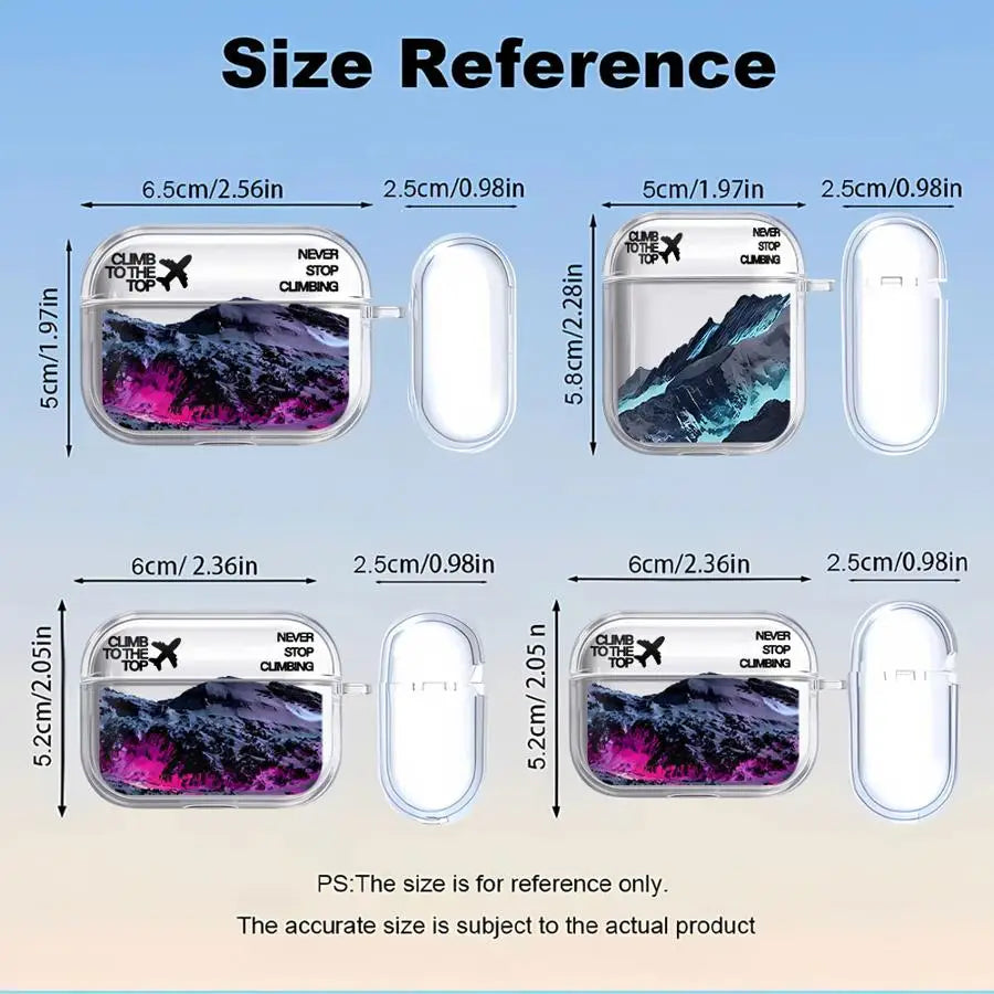 Case For Airpods 1 3 2 Pro3 Pro 4 Pro2 Clear Earphone Cases Cover Snow Mountain Airplane