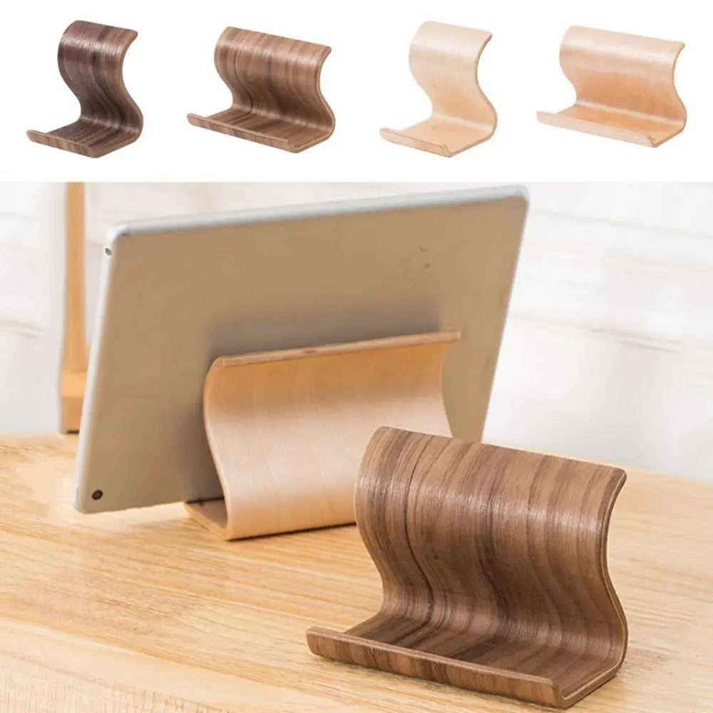 Creative Wood Mobile Phone Holder Portable Elegant Tablet Holder Crafts Durable Wooden Phone Bracket Tabletop Decoration