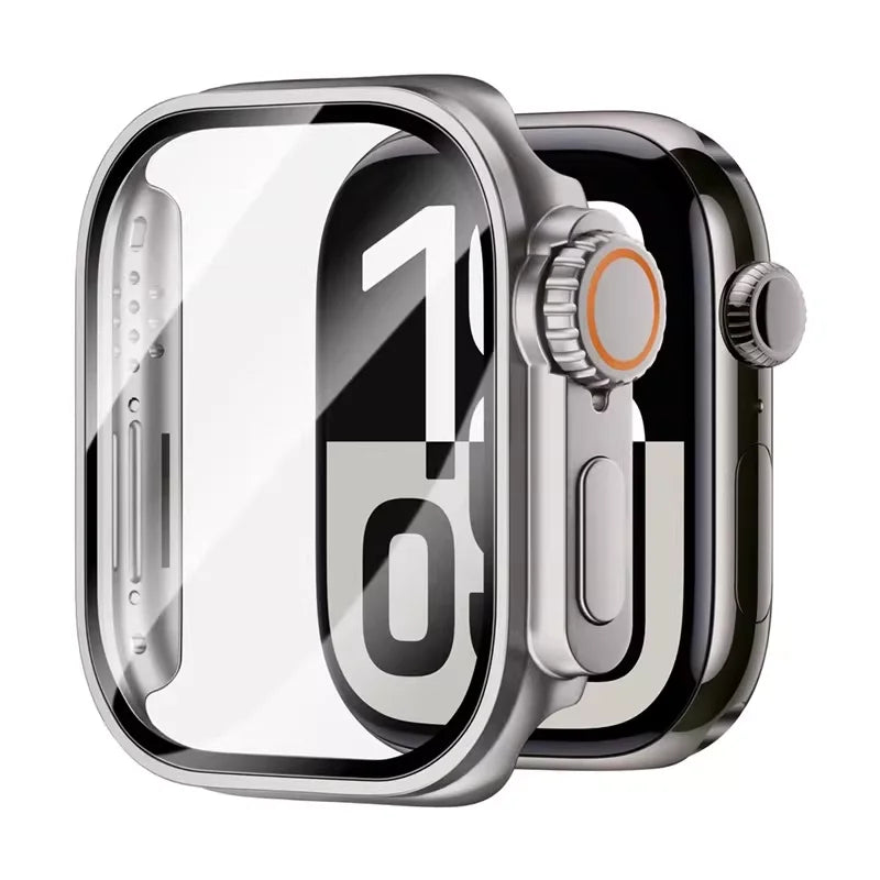 for Apple Watch Case 46mm 45mm 44mm 42mm 46/40/38mm Screen Protector PC Cover+Glass Series 12 11 10 9 8 7 SE Instantly To Ultra