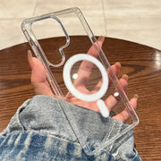 For Magsafe Magnetic Charge Case For Samsung Galaxy S26 S25 S24 S23 Ultra Plus FE Edge A16 A15 A35 A55 Clear Acrylic Slim Cover