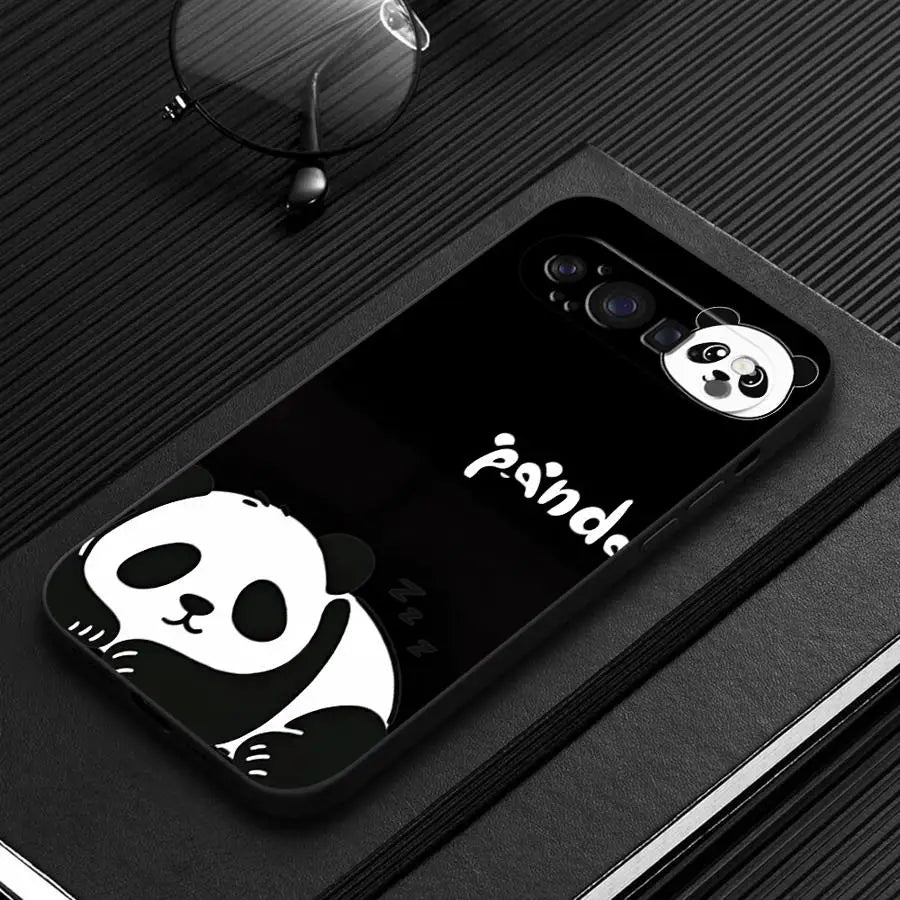 Funda Phone Cover Case for Google Pixel 10A 6a 7a 6 7 8 Pro 8a 9a 10 9 Pro XL Black White Panda