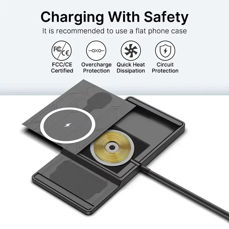 Car Wireless Charger Phone Pad for iPhone 17 16 15 14 13 12 Pro Max AirPods Samsung Xiaomi Airpods Pro 2 Fast Charging Station