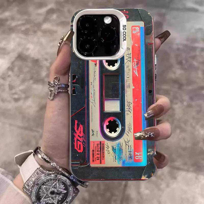Retro Cassette Tape Electroplate Phone Case For Samsung Galaxy S26 S23 S24 S25 Ultra S22 S21 S20 Plus FE A35 A54 A55 5G Cover
