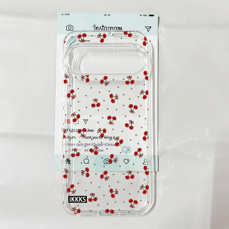 INS Red Cherry Floral Phone Case for Google Pixel 10 Pro XL 8 9 Pro 6 7 8 8A 6A 7A 5G Transparent Soft TPU Cover Fundas