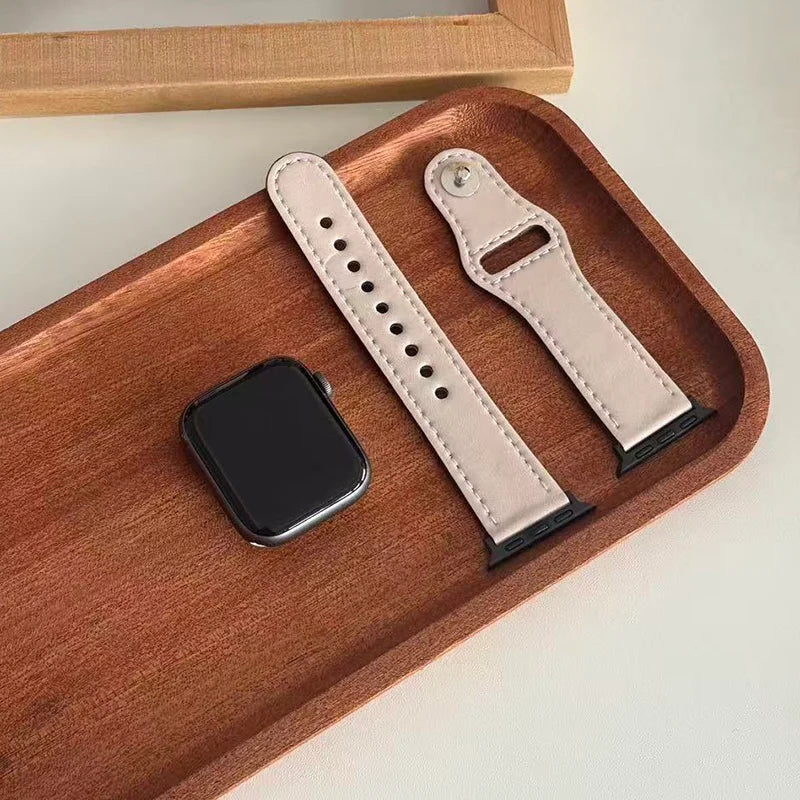 Leather straps For Apple watch 11 band 46mm 42mm 44mm 45mm 49mm 41mm 40mm correa bracelet iWatch series 10 8 9 5 6 SE 7 Ultra 3
