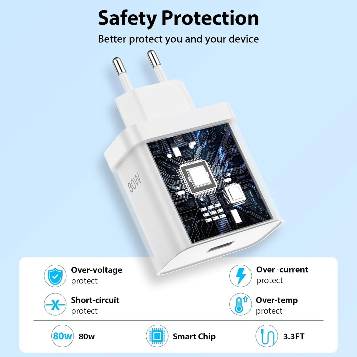 EU Plug 80W Ultra Fast Charger For OnePlus 8 9 10 11 12 13 Nord 2 2T N200 N300 5G OPPO Realme Type C USB SuperVooc Charge Cable