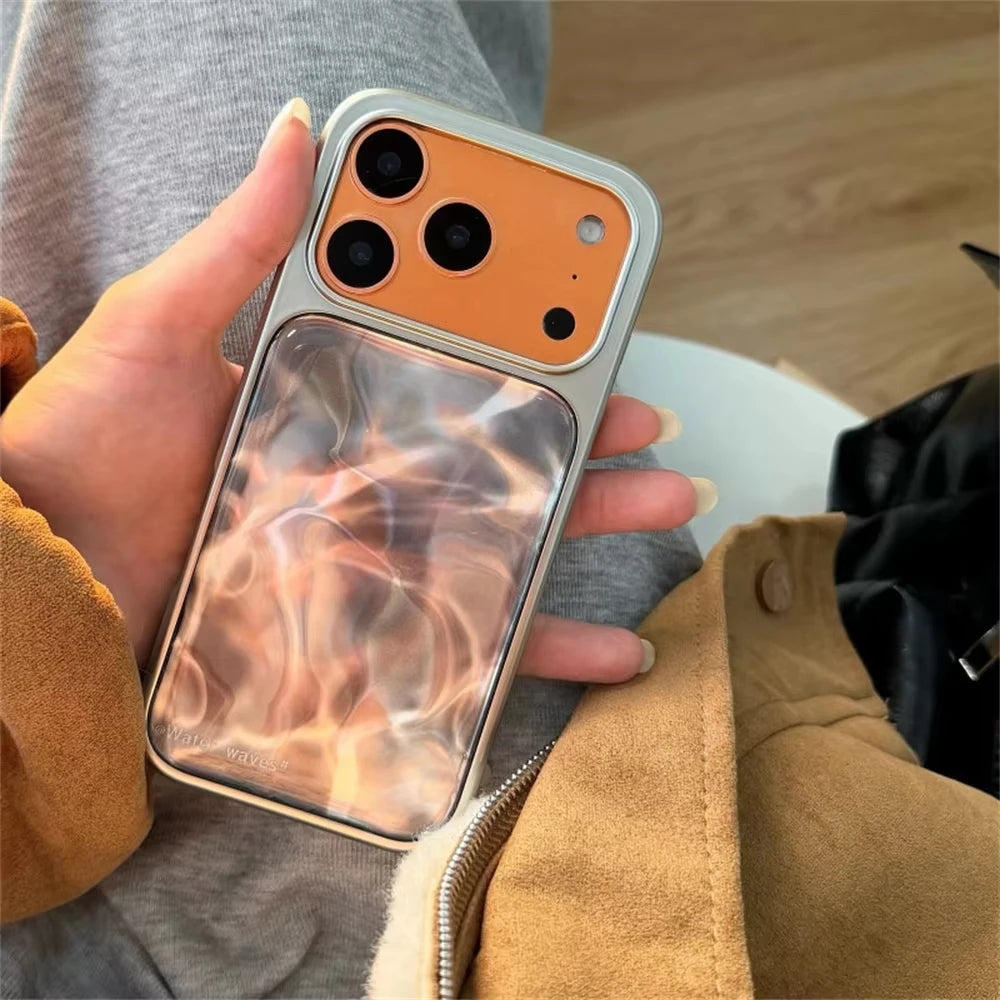 Luxury Water Ripples Pattern Electroplated Resin Casting Phone Case For iPhone 17 Air 16 Pro Max 15 14 Plus 13 12 11 Back Cover