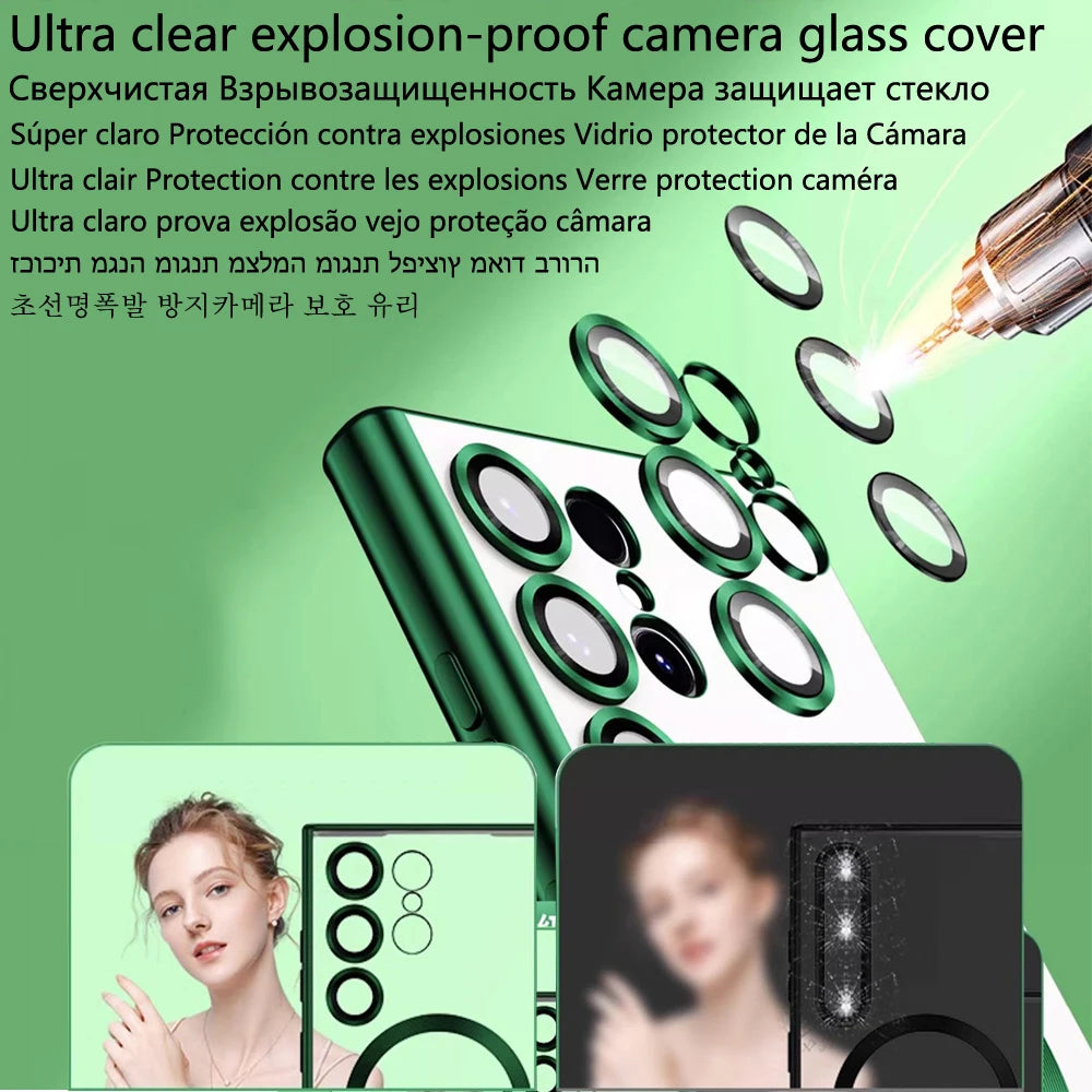 Luxury Wireless Magnetic Plating Cases For Magsafe Case Samsung Galaxy S25 S23 S24 Ultra S21 Fe S22 Lens Protective Cover