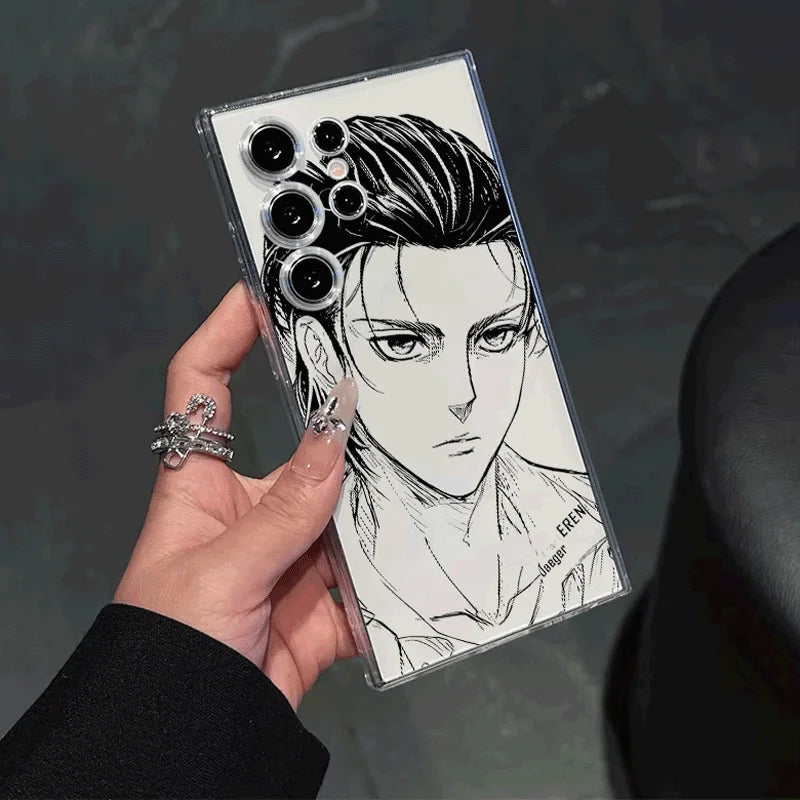 Anime Attack on Titan Phone Case for Samsung Galaxy S25 S24 S23 S22 S21 S20 Plus Ultra FE A73 A53 A33 Note 20 Transparent Case