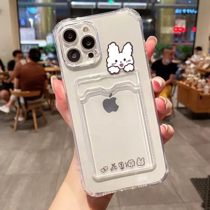 Card Slot Holder Phone Case For iPhone 13 17 15 16 11 12 14 Pro Max 16e Air XR XS X 7 8 Plus SE Soft Photo Pocket Wallet Cover