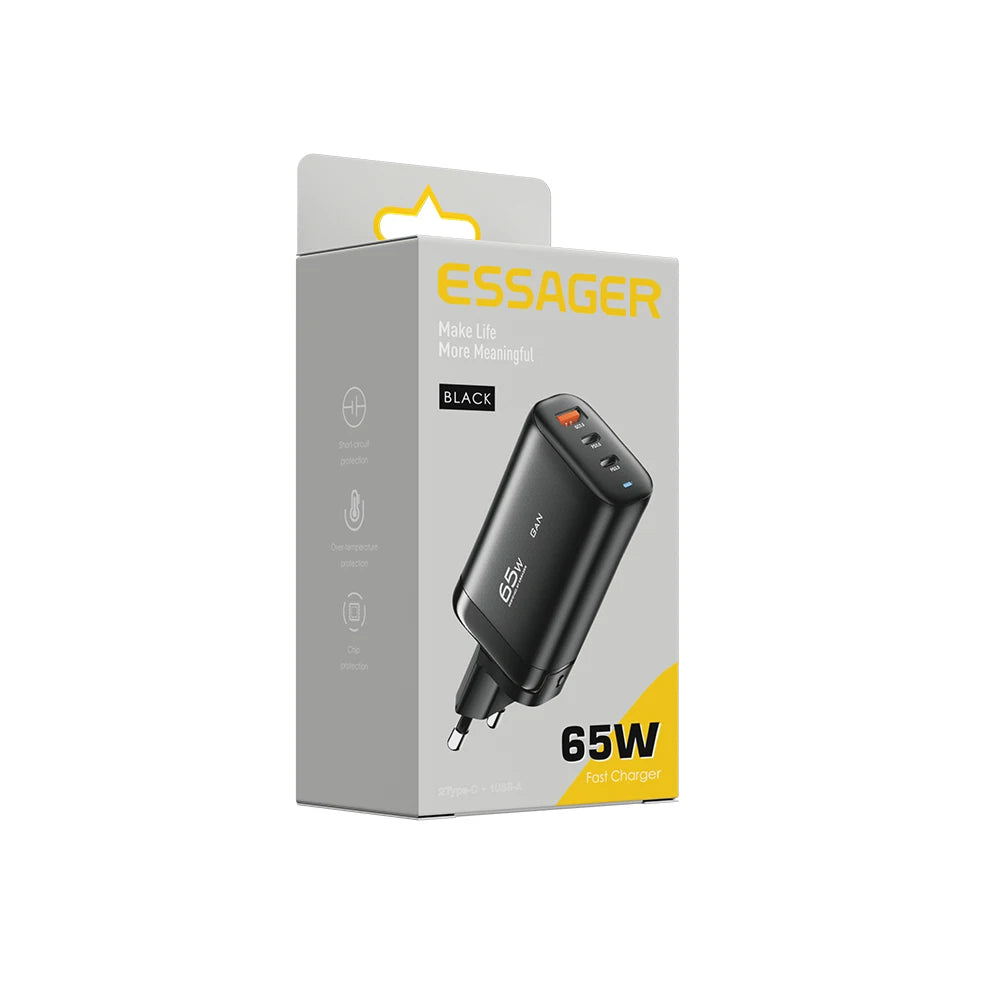 Essager 65W GaN USB Type C Charger For Laptop PPS 45W 25W Fast Charge For Samsung Xiaomi Realme mobile iPhone15 14 13 Pro Phone