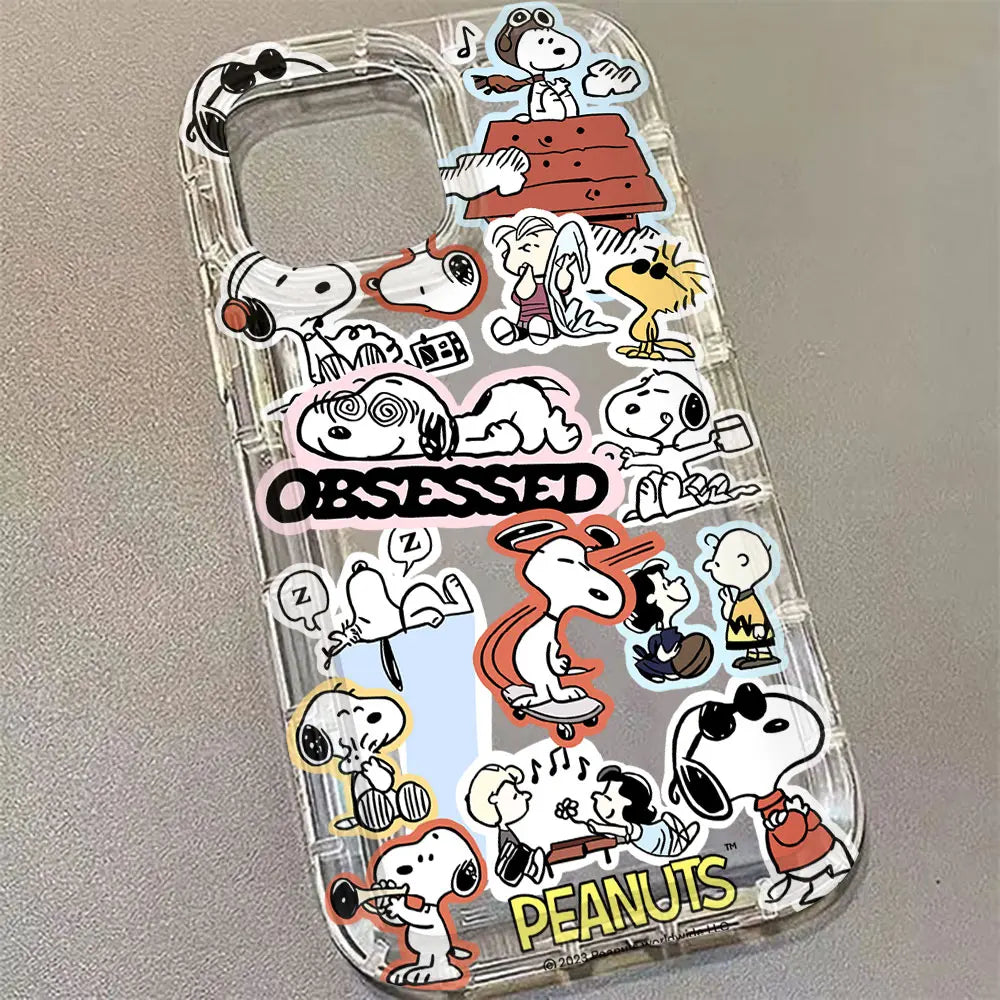 Lovely Cartoon Hot Snoopys Phone Case for iPhone 17 16 15 14 13 12 11 Pro Max Plus X XR XSMax Airbag Anti Fall Clear Back Cover